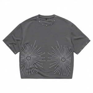 T-shirt court blanc oversize pour homme, col rond, manches courtes, style streetwear, jersey 100% coton anti-boulochage - Product Image 5