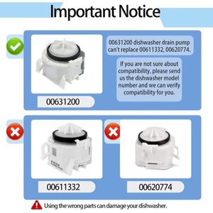 Bomba de desagüe para lavavajillas WDP85192 220-240V, pieza de repuesto eléctrica de plástico para modelos Bosch - Product Image 3