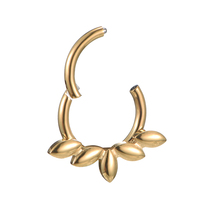 Fuxuan Anneau segmenté articulé en titane ASTM F136 plaqué or, clicker de septum avec anneau de nez en forme de feuille, bijoux de piercing corporel