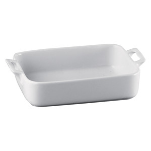 Rectangular Porcelain Shallow Casserole <b>Pan</b> with <b>Handles</b> 18 × 14.5 × 5.5 h cm Mps - Product Image 1