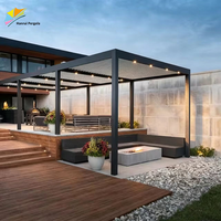 Pergola à toit à lames orientables pour jardin, patio, terrasse, gazebo, auvent, avec structure en acier inoxydable thermolaqué et écran de protection de style aluminium