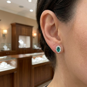 Natural Emerald Oval Cut Flower <b>Stud</b> Earrings Women's 925 Sterling <b>Silver</b> Claw Setting Elegant Classic Wedding Jewelry 1-2 Gram - Product Image 6