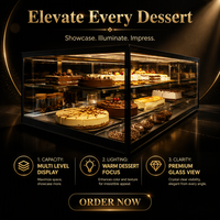 Vitrine de pâtisserie en verre incurvé LED avec portes verrouillables pour café, pâtisserie, boutique de vente au détail