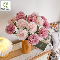 Vente en gros de fleurs artificielles en latex rose et blanc de 55 cm, dahlia à toucher réel, couleur bordeaux, pour la décoration de mariage, de salle de fête et de maison