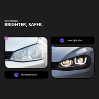 Applicable aux modèles Volkswagen Golf 7 de 2013 à 2017, avec des lentilles LED en forme de U doubles pour les feux de jour et les feux de direction dynamiques