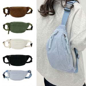 Riñonera de pana de gran capacidad al por mayor, bolso de pecho estilo callejero, bandolera de hombro a la moda, riñonera informal para mujer - Product Image 6