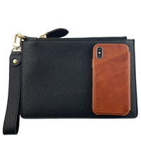 Tas Dompet Kulit Asli Pria Motif Buaya, Model Clutch Besar dengan Ritsleting, Dompet Bisnis Model Amplop, Pemasok OEM