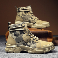 Bottes tactiques pour hommes, respirantes, légères, camouflage, mi-hautes, en toile, semelle extérieure souple, fermeture à cordon, pour un usage décontracté