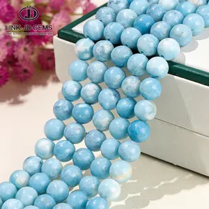 Larimar Round Beads JD 6/8/10/12mm Natural Stone Dyed Color Sea Blue Larimar Bead Round Loose Spacer Bead For Jewelry Making