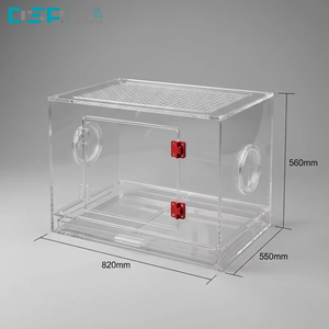 DSP Vietnam Factory Modern Double Doors Transparent Acrylic Puppy Pet Cage Dog <b>Crate</b> with Pull-out Cleaning Tray - Product Image 4