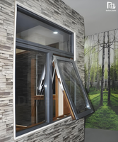Fenêtre à auvent en alliage d'aluminium à double vitrage avec verre trempé, système de levage à chaîne, design moderne pour salle de bain, chambre, villa