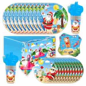 Juego de Vajilla al por Mayor, Tazas, Servilletas, Mantel, Platos Desechables de Papel, Artículos para Fiestas Navideñas - Product Image 4