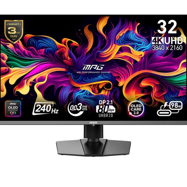New for MPG 322URX QD-OLED 32-Inch 4K UHD Anti-Glare Gaming Monitor 240Hz 0.03ms Response Time 125% SRGB DP Black Desktop