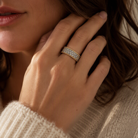 Bague Articulée Mylove en Laiton Plaqué Or Bicolore avec Micro-Pavé de Zircons Blancs CZ, Style Luxe pour Femme