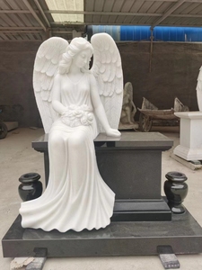 European Style Granite Sitting <strong>Angel</strong> Statue Cemetery Memorial Bench Monument <strong>Headstone</strong> - Product Image 5
