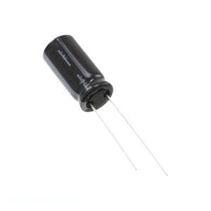 Distribuidor Autorizado: Condensador de Aluminio CAP ALUM 820UF 20% 25V RADIAL TH UHW1E821MPD de Orificio Pasante 820 uF - Product Image 1