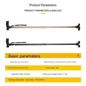 Bâton de marche réglable en hauteur Béquilles Équipement de physiothérapie pratique pour la thérapie des personnes âgées handicapées - Product Image 2
