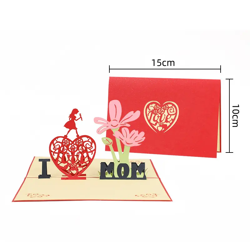 Nicro 3D Pop Up creux Design créatif fête des mères cadeau amour maman enveloppe fleur Festival carte de voeux jetable