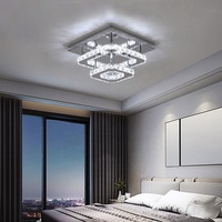 Lampes de plafond LED carrées modernes en cristal 18W pour chambre à coucher et salle à manger