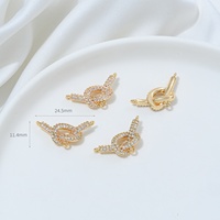 Ensemble de pendentifs nœud en cuivre plaqué or 14K, bracelet et collier entièrement ornés de zircone, composants de bijoux pour accessoires DIY
