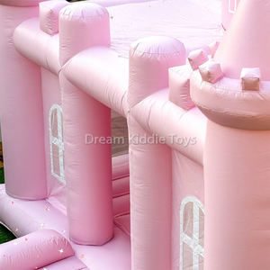 Château gonflable commercial rose en PVC avec souffleur, aire de jeux souple extérieure, château gonflable à sauter, toboggan, maison à rebondir - Product Image 2