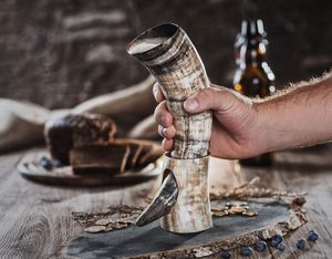 Handmade Viking <b>Drinking</b> Horn With <b>Stand</b> Natural Ox Horn Mug for Beer Wine Medieval Party Gift Item - Product Image 3