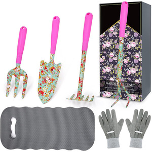 Flower And Garden Tool Set 6 Piece With Printed Pattern Ergonomic Manual Gardening Tools For Outdoor Use - Product Image 1