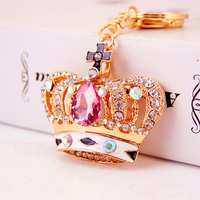 Porte-clés en métal style coréen avec pendentif Bling en strass diamanté en forme de croix et couronne pour sac à main de femme, vente en gros