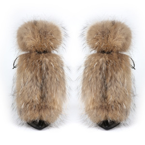 2026 Wholesale New Arrivals Winter Furs Plush Party Club Stylish High Heels Shoes for Women - Product Image 2