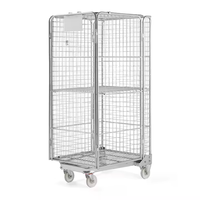 Chariot empilable logistique, conteneur à roulettes à 4 côtés, cage en treillis métallique avec roues, chariot logistique, cages à palettes à vendre