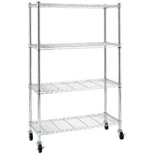 Estante de alambre de servicio pesado Estante de cocina de metal de 4 niveles Estante de alambre cromado con aprobación NSF - Product Image 1
