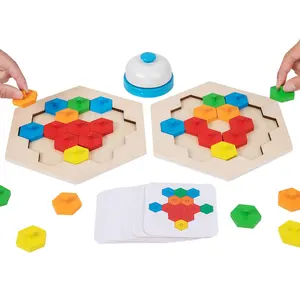부모 자녀 대화 형 나무 색상 일치 테이블 게임 육각 벌집 모양 퍼즐 도전 게임 어린이를위한 장난감