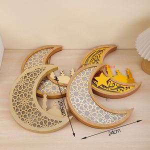 ของตกแต่งบ้านรูปพระจันทร์เสี้ยวและดาวไม้สำหรับรอมฎอนปี 2025 พร้อมไฟ LED สำหรับตกแต่งวันอีดมุบารัค - Product Image 2