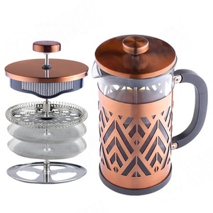 Rose Golden Paint French Press Kaffee maschine, Kupfer-Edelstahl-Kaffee presse, hitze beständige, verdickte Borosilicat-Kaffeekanne