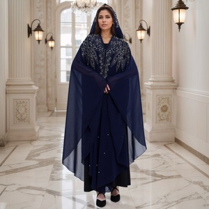 Abaya Robe à Capuche en Polyester Ornée <span class=keywords><strong>de</strong></span> Strass et <span class=keywords><strong>de</strong></span> Perles, Manches Longues, Style Dubaï, Vêtement <span class=keywords><strong>de</strong></span> Prière, Meilleure Vente au Moyen-Orient et en Afrique - Product Image 3