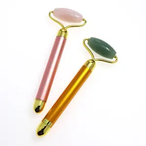 Electronic face jade roller Anti Aging Beauty Care Electric Vibrating Rose Quartz Jade Face Roller Massager