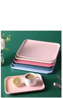 Assiette à manger à domicile de style nordique PP Rectangle plateau à thé en plastique coloré pour cantine hôtels et restaurants