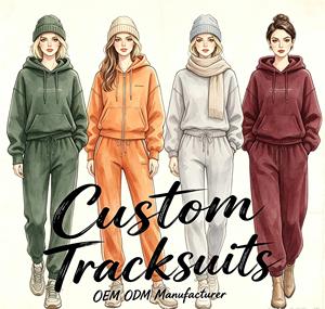 OEM Custom Winter Fleece Half Zip Tracksuit for Women Thermal Warm Vintage Stand Collar Casual Sports <b>Set</b> Design - Product Image 1