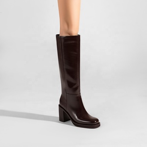 <span class=keywords><strong>Botas</strong></span> Vaqueras de <span class=keywords><strong>Mujer</strong></span> Moncheer, <span class=keywords><strong>Altas</strong></span> hasta la Rodilla, con Aspecto de Cuero, Tacón Cuadrado, Punta Cuadrada, <span class=keywords><strong>Botas</strong></span> Largas de Otoño con Cierre Lateral para Otoño e Invierno - Product Image 1