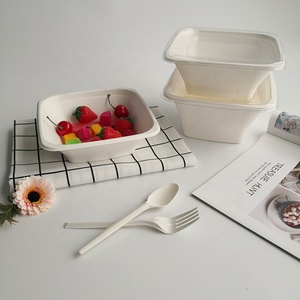 Canne à Sucre de Bagasse Biodégradable 24oz 32oz 40oz Pâte à Papier carrée bagasse bol - Product Image 2