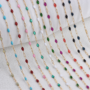 Chaîne à Maillons Rectangulaires Plats 2MM en Or Rempli 14K, Chaîne Émaillée Perles Colorées <span class=keywords><strong>pour</strong></span> Création de <span class=keywords><strong>Bijoux</strong></span> DIY Bracelets Colliers Fournitures - Product Image 1