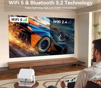 Wifi BT Android 13 Baleine OS Projecteur Intelligent Intégré 386 APPS 1080P Natif Mini Projecteurs Portable pour Films En Plein Air Enfants Cadeau