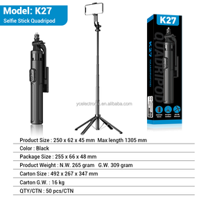 Nuevo <span class=keywords><strong>Palo</strong></span> <span class=keywords><strong>Selfie</strong></span> K27, Trípode Universal para Celular, <span class=keywords><strong>Palo</strong></span> <span class=keywords><strong>Selfie</strong></span> <span class=keywords><strong>de</strong></span> 1.3m, Antivibración, para Transmisión en Vivo - Product Image 6