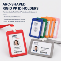 Porte-badge professionnel rigide en PP, étui mat pour cartes avec cordon, étui à rabat double porte-cartes, impression sérigraphique, pour carte de travail