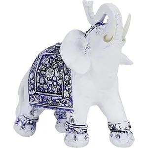 Custom Craft Home Decor 3D Chinoiserie Animal Handwork Statues Cute Elephant Polyresin Figurines