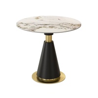 Table ronde moderne à base conique, surface en pierre frittée blanche, mobilier pour hôtel, restaurant, café, bistrot, bar et salon
