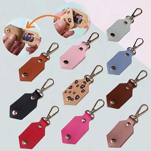 <b>Leather</b> photo clip <b>keychain</b>, DIY 1-inch photo album, Father's Day commemorative <b>keychain</b>. - Product Image 1