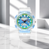 Reloj Digital Deportivo Resistente al Agua con Doble Hora, Blanco Esmerilado Translúcido, con Logotipo Personalizado al por Mayor para Estudiantes