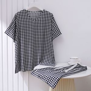 <span class=keywords><strong>Pyjama</strong></span> d'été grande taille pour femmes haut en tissu viscose avec col en v ample taille élastique tissé imprimé conception confortable <span class=keywords><strong>pyjama</strong></span> en rayonne - Product Image 4