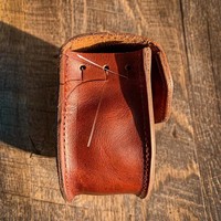 Pochette en cuir véritable pour bobine de ligne de pêche à la mouche, faite à la main, vintage, étui de rangement pour équipement de pêche à la mouche